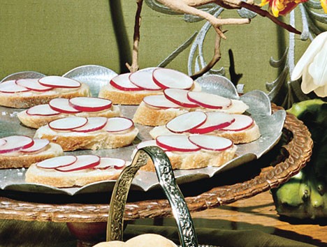 Open-face butter and radish sandwiches