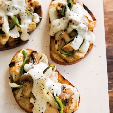 Open-face chicken cheesesteaks