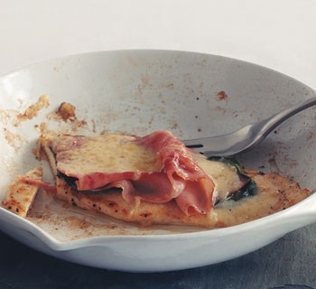 Open-face chicken cordon bleu