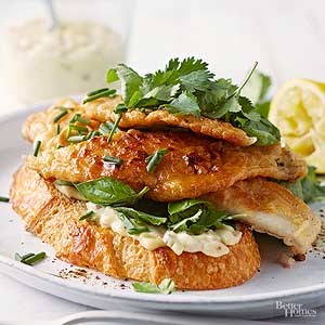 Open-face flounder sandwich