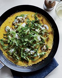 Open-face omelets with spicy feta and escarole