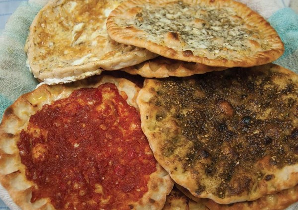 Open face pies with cheese and zaatar