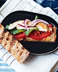 Open-face smoked-mackerel sandwiches
