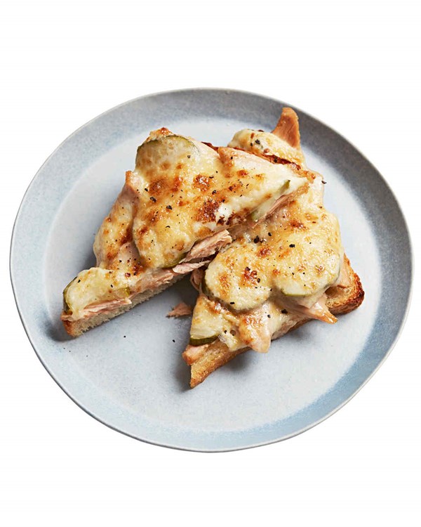 Open-face tuna melt
