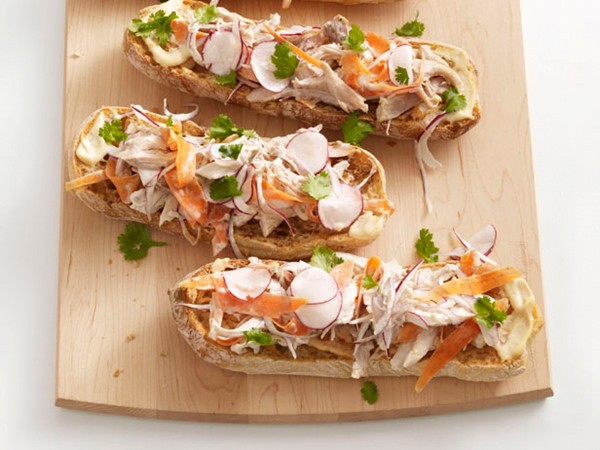 Open-face Vietnamese chicken sandwiches