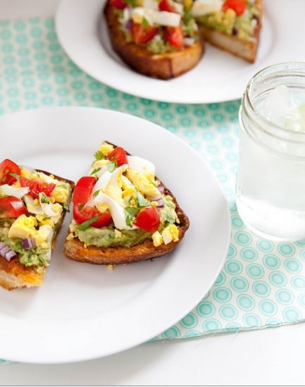Open-faced avocado sandwich on chipotle toast