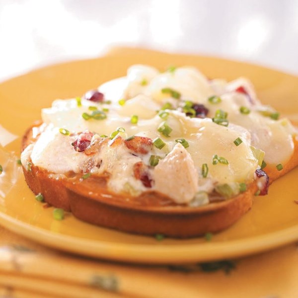 Open-faced chicken salad sandwiches
