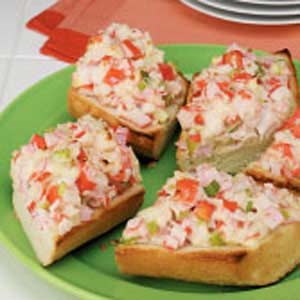 Open-faced crab salad sandwiches