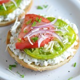 Open-faced heirloom tomato sandwich
