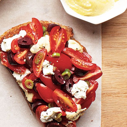 Open-faced hummus sandwiches