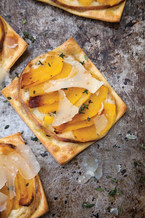 Open-faced lasagna with acorn squash and smoked caciocavallo
