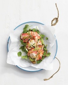 Open-faced lobster "rolls" with avocado spread