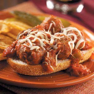 Open-faced meatball sandwiches