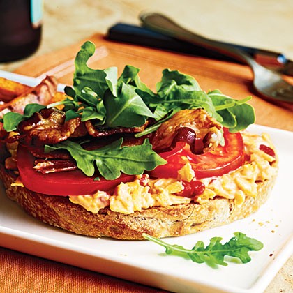 Open-faced pimiento cheese BLTs