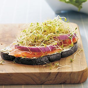 Open-faced smoked salmon sandwiches