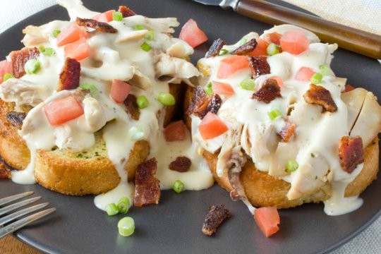 Open-faced turkey "Hot Brown" sandwiches