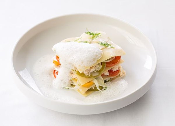 Open lasagne of crab, tomato and fennel