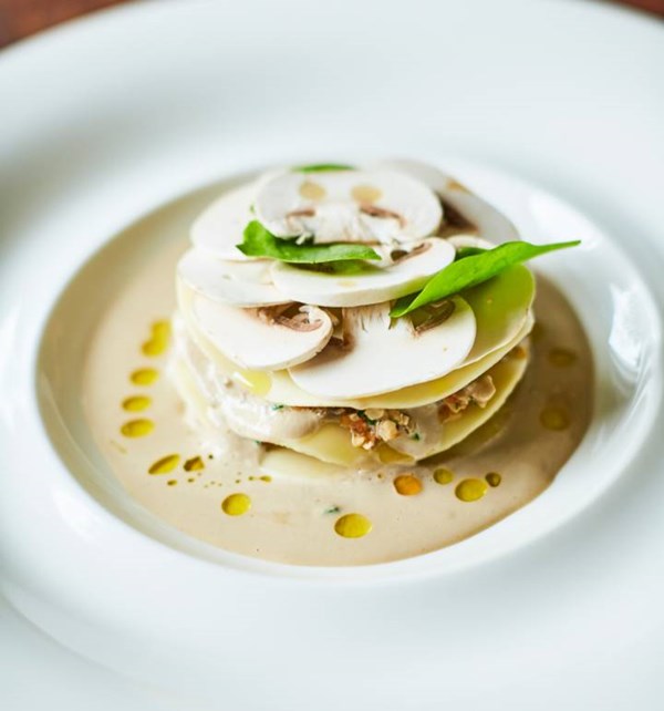 Open lasagne with mushrooms