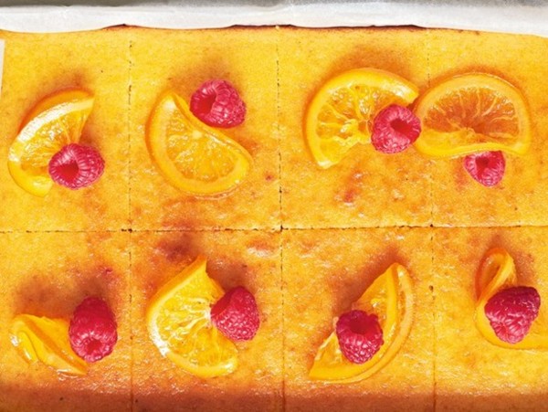 Orange & almond tray bake with orange flower water syrup