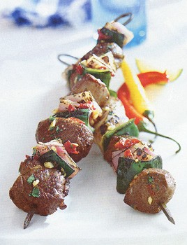 Orange- and lime-marinated lamb kebabs