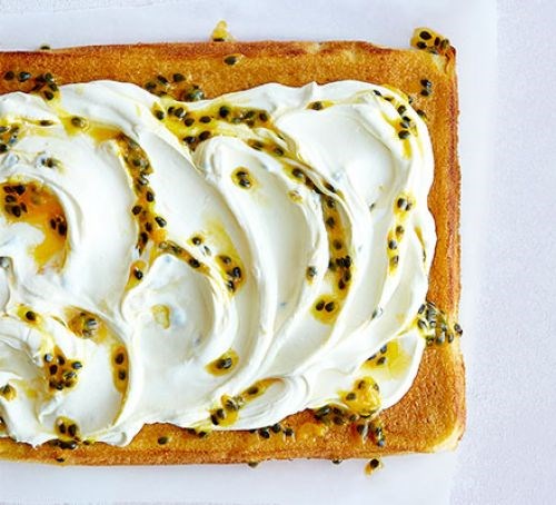 Orange & passion fruit traybake