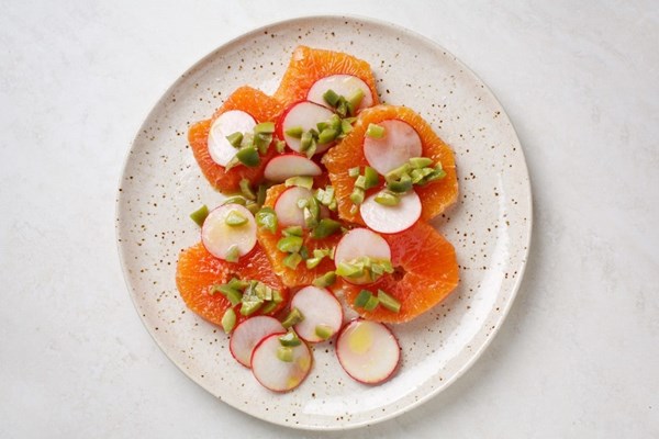 Orange + radish salad with olive dressing