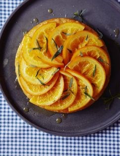 Orange & tarragon gâteau with candied orange