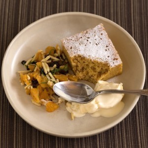 Orange, almond & yoghurt cake with orange & date salad