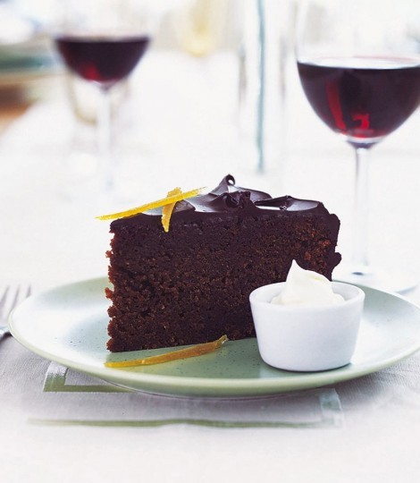 Orange, almond and chocolate dessert cake