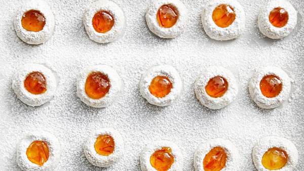 Orange-almond thumbprint cookies