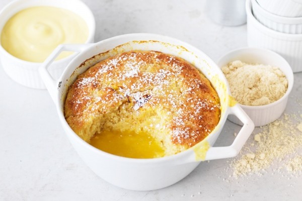 Orange and almond self-saucing pudding