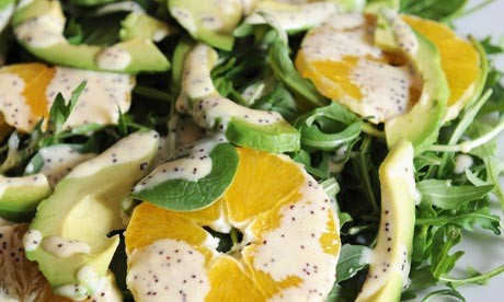 Orange and avocado salad with poppy-seed dressing
