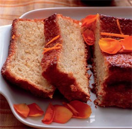 Orange and hazelnut cake with orange flower syrup