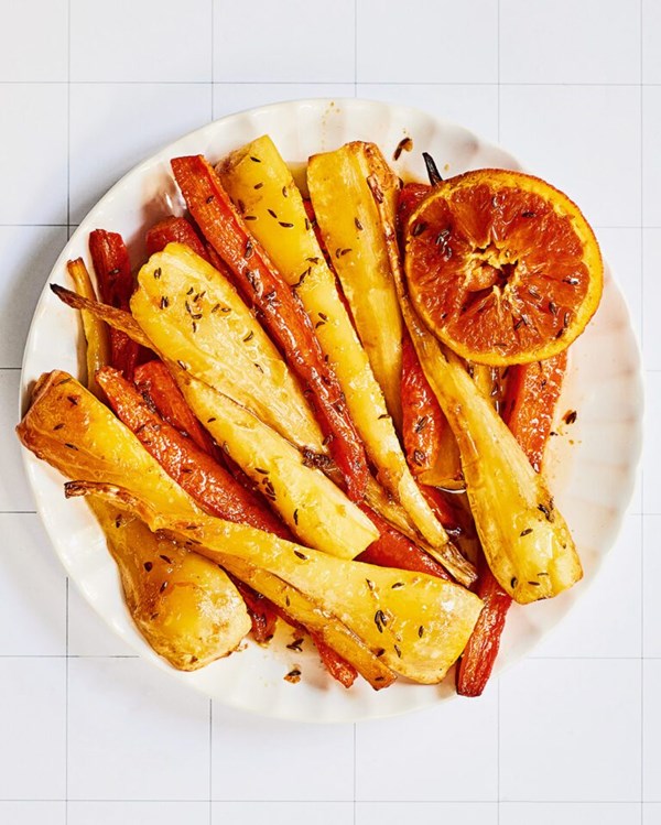 Orange and honey-roast carrots and parsnips 