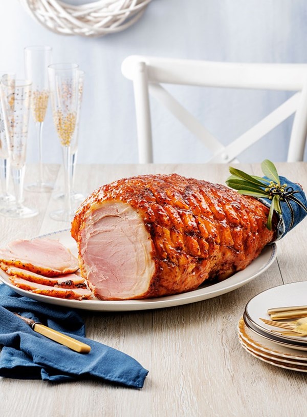 Orange and miso mustard glazed ham