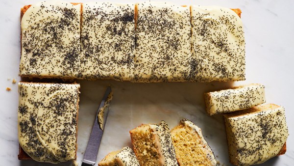 Orange-and-poppy-seed slab cake