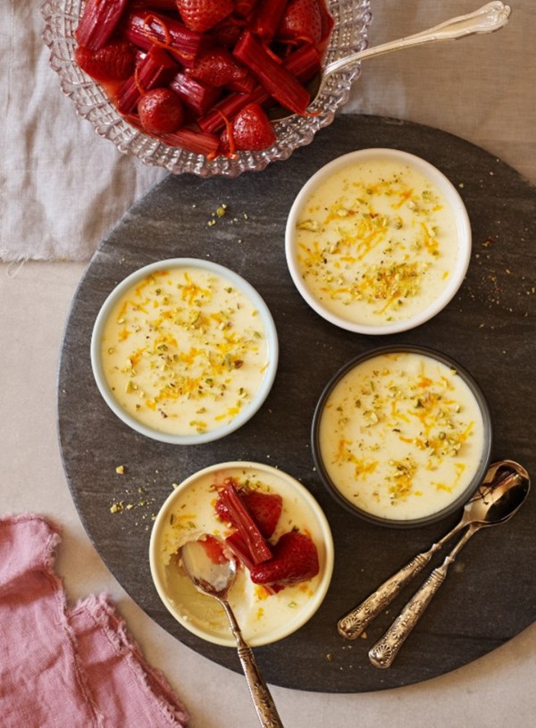 Orange and rosewater baked yoghurt
