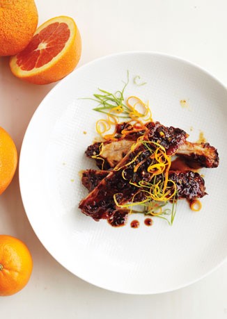 Orange and soy-glazed baby back ribs