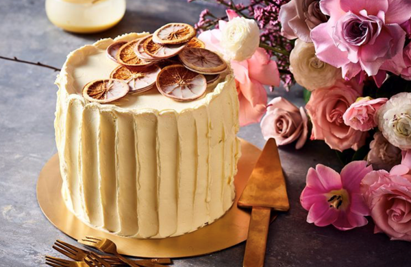Orange and white chocolate buttercream layer cake