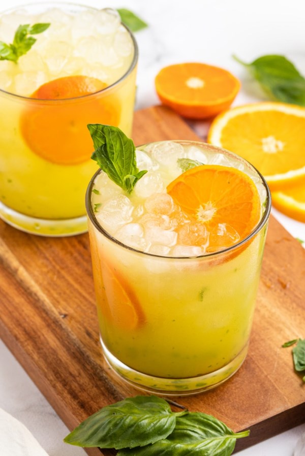 Orange basil mojitos