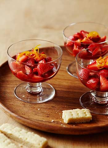 Orange blossom strawberries with lime shortbread