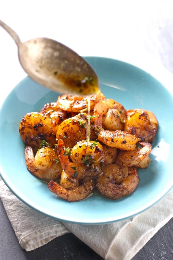Orange brown butter shrimp