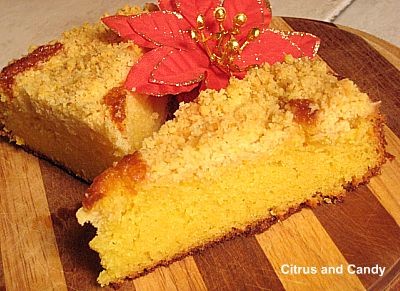 Orange butter cake with coconut crumble
