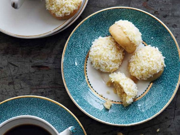 Orange butter drops with shredded coconut