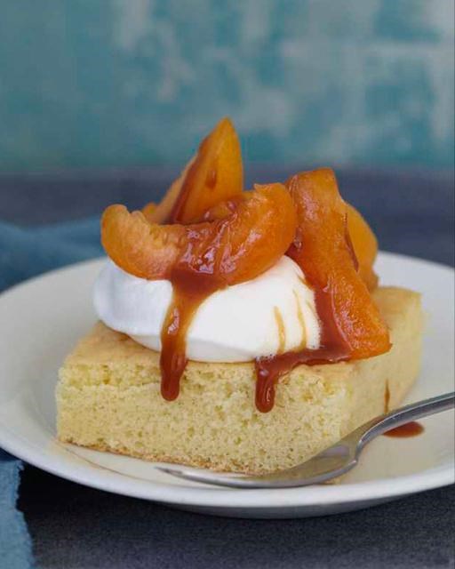 Orange cake with apricots and caramel