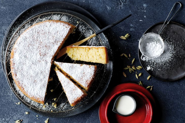Orange cake with cardamom custard