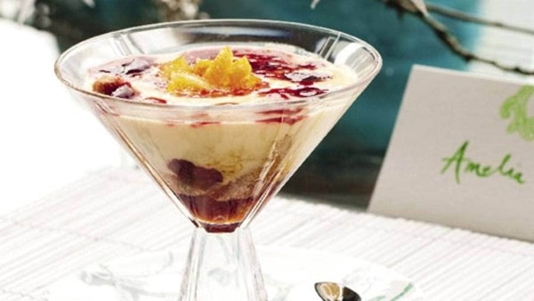 Orange caramel, mascarpone and raspberry trifle