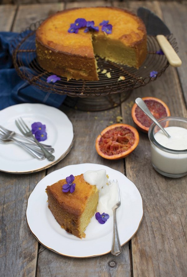 Orange, cardamom, and polenta cake