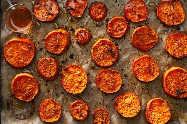 Orange cardamom roasted sweet potatoes