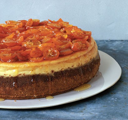 Orange cheesecake with candied kumquats